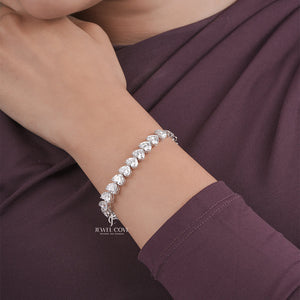 18k Gold Heart Lab Grown Diamond Tennis Bracelet | IGI Certified Bracelet