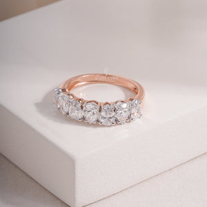 Pear Moissanite Seven-Stone Shared-Prong Ring | IGI Certified | E-F Color