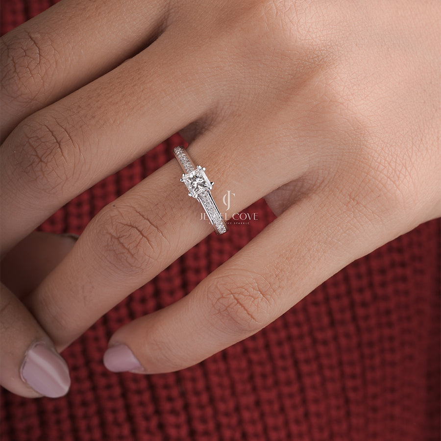 Princess Cut Diamond Pave Set Nayra Engagement Ring