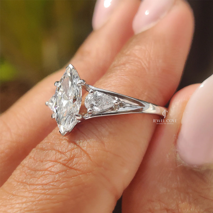 Marquise and Pear Engagement Ring | Lab Grown Diamonds | IGI Certified