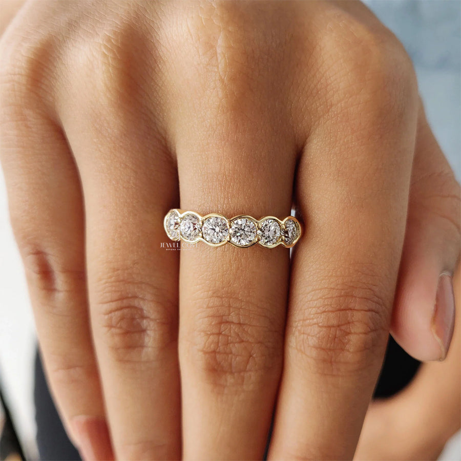 6 Stone Half Eternity Wedding Band | Lab Grown Diamond | IGI Certified