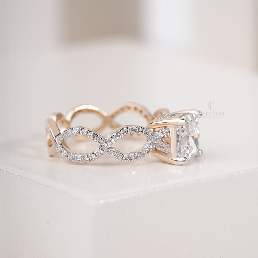 1.6ctw Cushion Criss Cross Shank Style Lab Grown Wedding Ring | IGI Certified