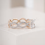 Cushion Cut Lab Grown Diamond Engagement Ring – Criss Cross Wedding Band