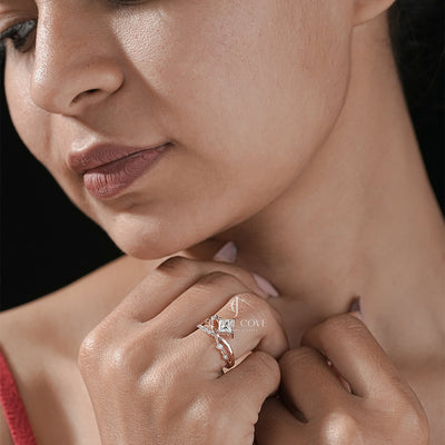 0.80 Carat Princess Cross Round Diamond Brilliance Engagement Ring