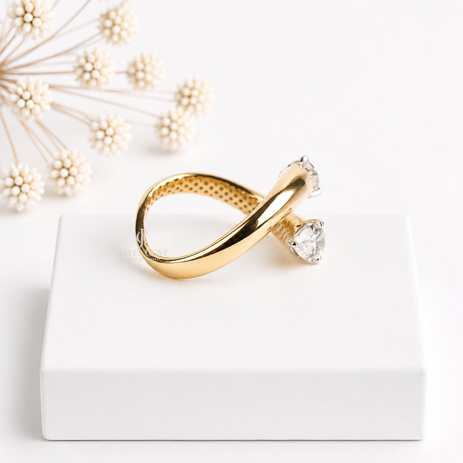 Pear Open Cuff Wedding Ring | 14K Yellow Gold | Lab Grown Diamonds | IGI Certified
