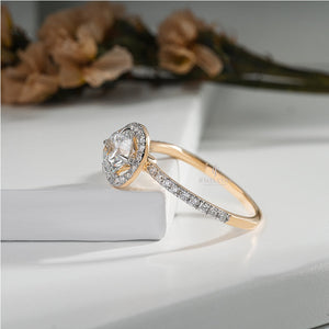 Round Halo Lab Grown Side Eternity Propose Ring | E-F Color | VVS- VS Clarity | IGI Certified
