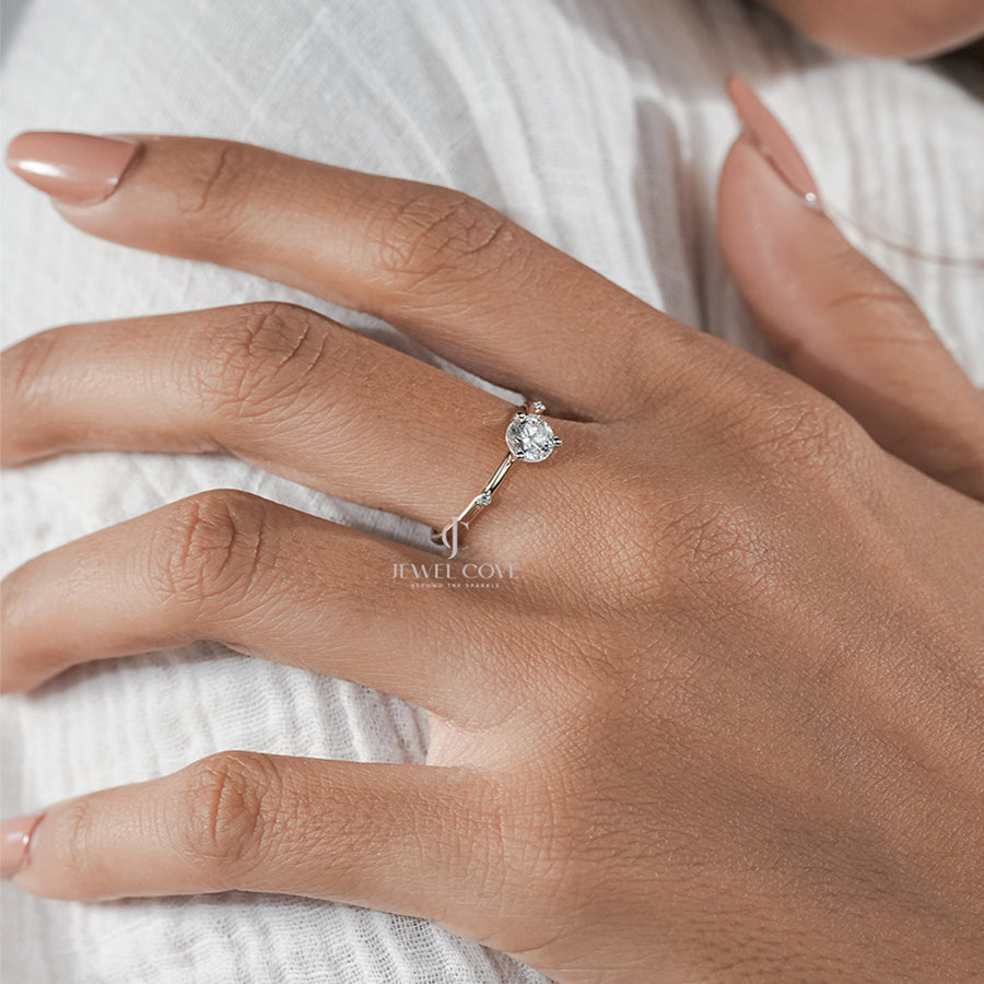 Delicate Diamond Ring in Gold Band – Perfect Engagement Jewelry