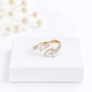 Open Cuff Pear Lab Diamond Ring | 14K Rose Gold | Lab Grown Diamonds | IGI Certified