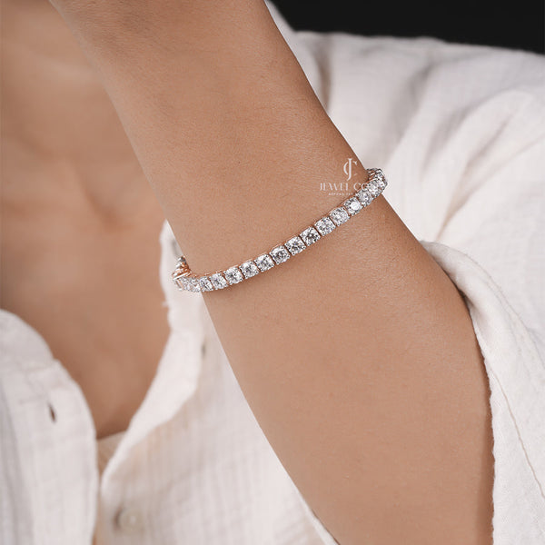 10K Rose Gold Round Tennis Bracelet | Lab Grown Diamond Jewellery | EF Color | VVS-VS Clarity | IGI Certificate