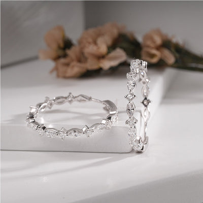 Elegant Hoop Earrings for Women – Sparkling White Gold Statement Jewelry