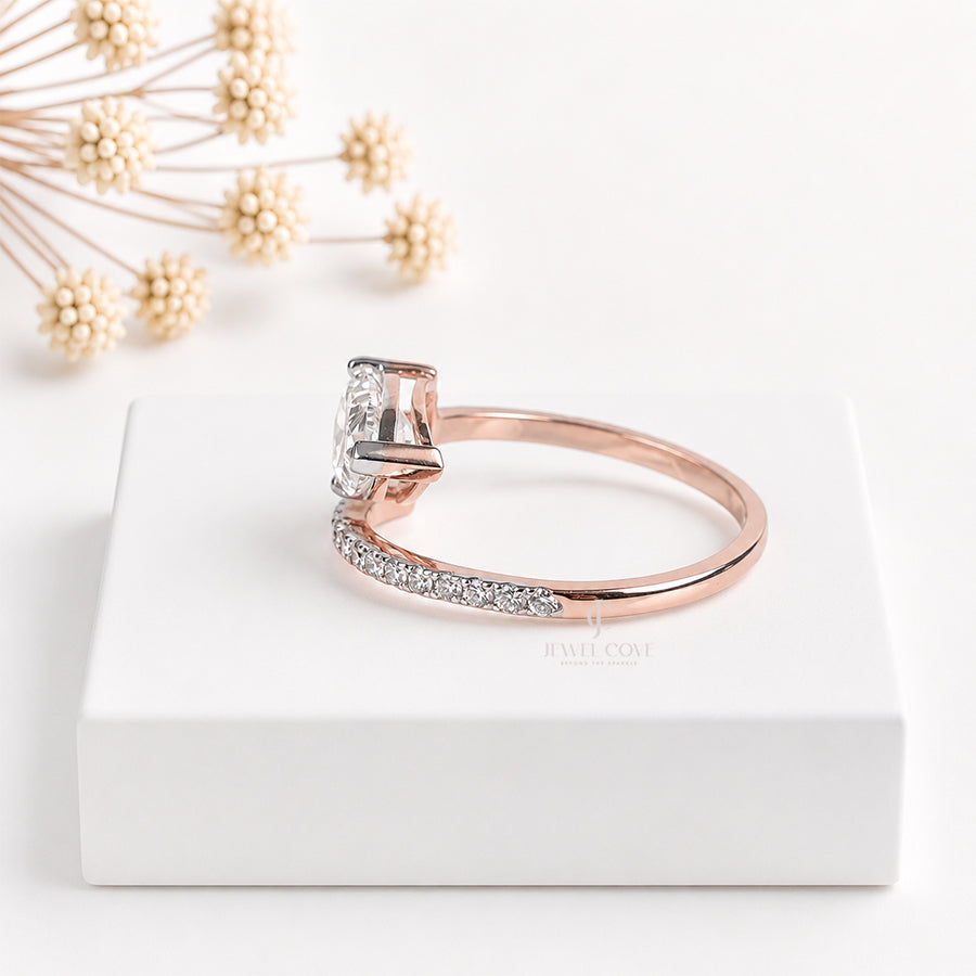 1CT Pear Lab Diamond Ring | 14K Rose Gold | Lab Grown Diamonds | IGI Certified