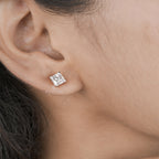 Princess Cut Diamond Stud Earrings for Women in Rose Gold Daily Wear Jewellery Gift