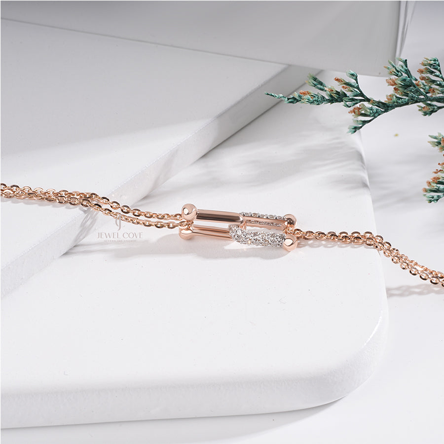 Elegant 0.40 Ct Diamond Safety Lock Bracelet