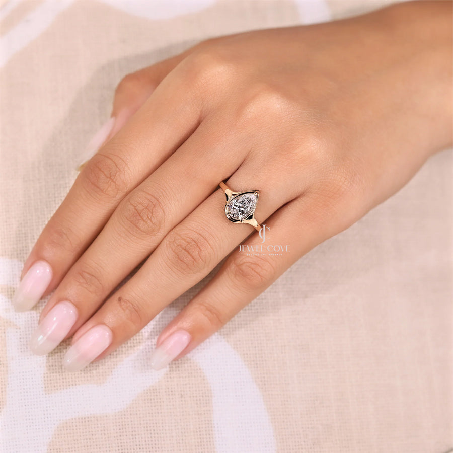 Pear Cut Diamond Ring in Solitaire Setting Lab-Grown Diamond Ring | IGI Certified