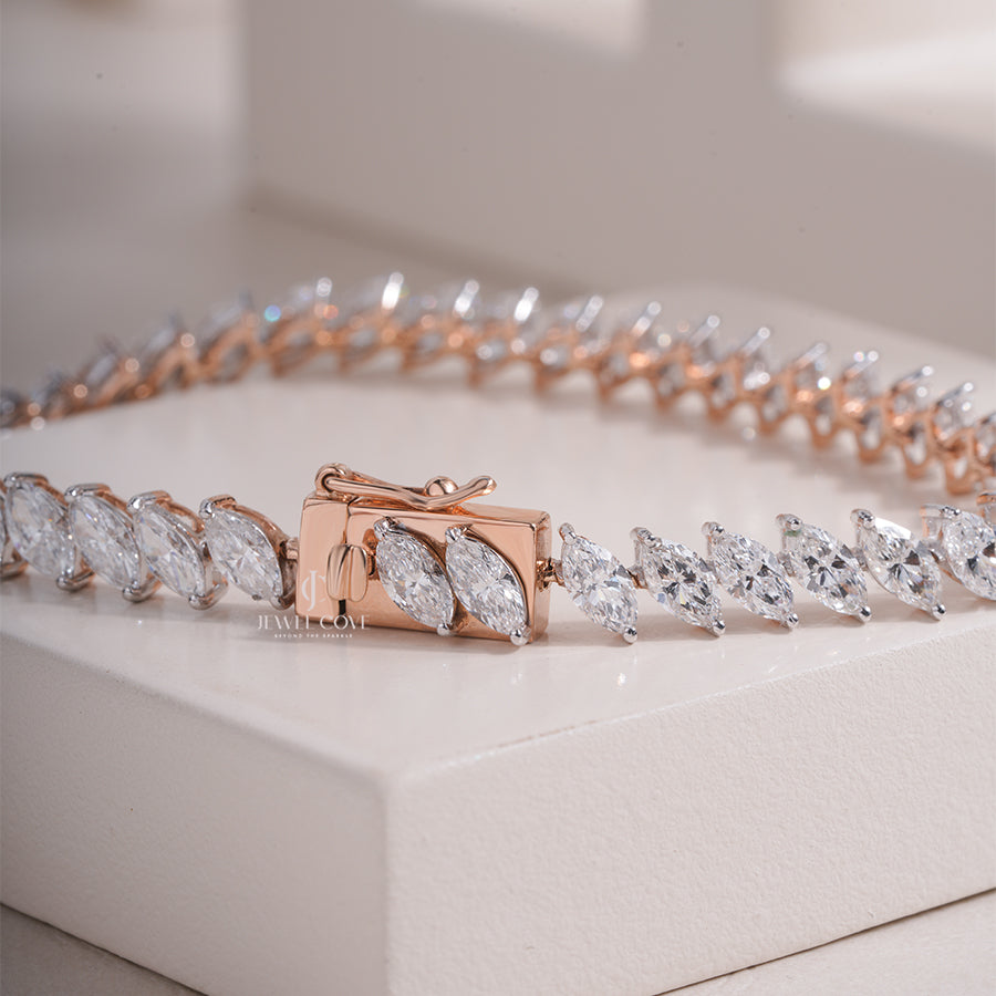 Exquisite Marquise-Cut Moissanite Diamond Bracelet Wedding Jewelry Collection, Engagement Bracelet