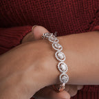 Oval Shape Diamond Halo Bangle Bracelet