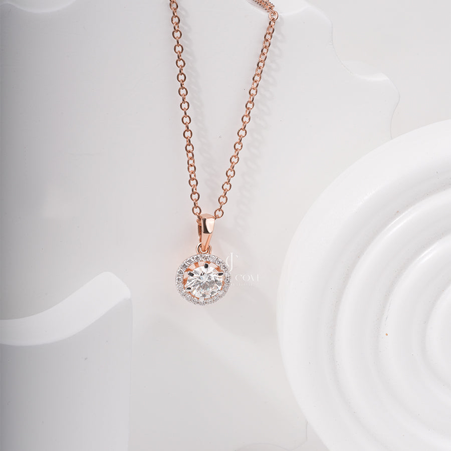 1 Carat Round Moissanite Diamonds Halo Pendant