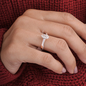 1.30ctw Oval Moissanite Diamond Engagement Ring | 1.25ct Center + Side Stones | IGI Certified