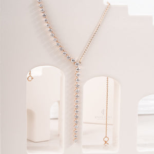 Y Necklace Moissanite Graduated Round Diamonds Drop Necklace | IGI Certified