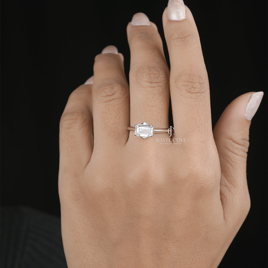 Emerald Cut Diamond Engagement Ring for Women in Rose Gold Wedding Jewellery Gift