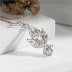 Leaf Motif Diamond Pendant Necklace – White Gold Jewellery (ONLY PENDENT)