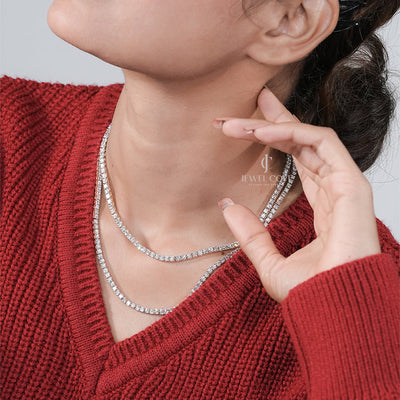 Luxury 12.50 Ct Diamond Tennis Necklace – Double Layer Design
