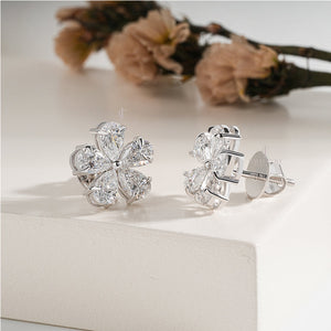 2.5ctw Pear Cut Moissanite Diamond Flower Style Stud Earrings, EF Color, VVS-VS Clarity