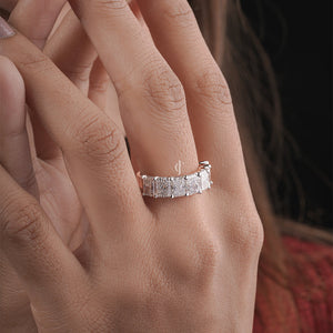 3.5ctw Emerald Moissanite Diamond Band | Prong Set | E-F Color VVS-VS Clarity | IGI Certified |  9K 10k 14k Platinum Gold