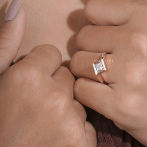 0.8CT Princess Solitaire Moissanite Shank Style Engagement Ring | IGI Certified | E-F Color | VVS- VS Clarity