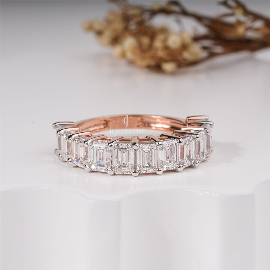 Glistening Beauty Emerald Eternity Half Band