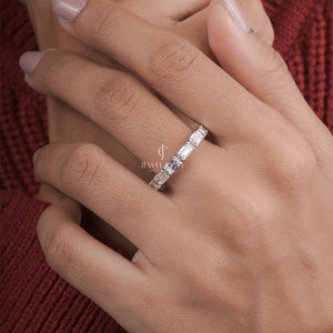 Emerald Stackable Moissanite Full Eternity Band | IGI Certified | E-F Color | VVS/VS Clarity