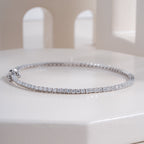 Classic Round Moissanite Diamond Tennis Bracelet in White Gold, Elegant Everyday Luxury Jewelry