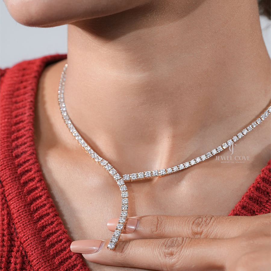 Modern V-Curve 5.00 Ct Diamond Y-Design Tennis Necklace