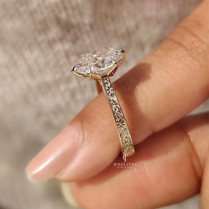 Oval Lab Diamond with Solitaire Hidden Gemstone Ring | IGI Certified