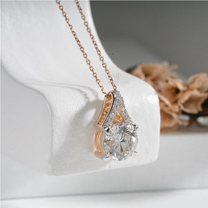 Round Solitaire Moissanite Pendent | IGI Certified | E-F Color | VVS- VS Clarity | Yellow Gold