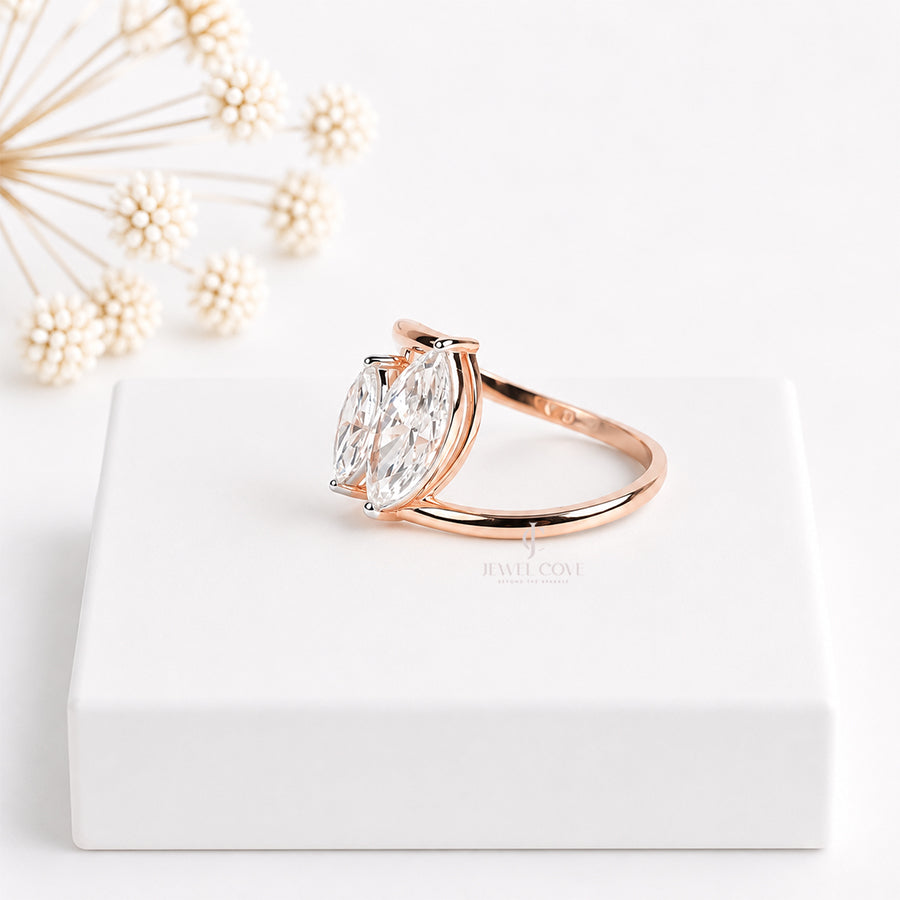 Two Marquise Solitaire Lab Diamond Engagement ring | Lab Grown Diamonds | IGI Certified