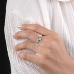 Three-Stone Princess-Cut Diamond with Round Side Diamond Ring