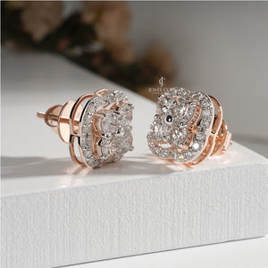 2.02ctw Round Halo Set Lab Grown Stud Earrings | Rose Gold | EF Color | VVS-VS Clarity | IGI Certified