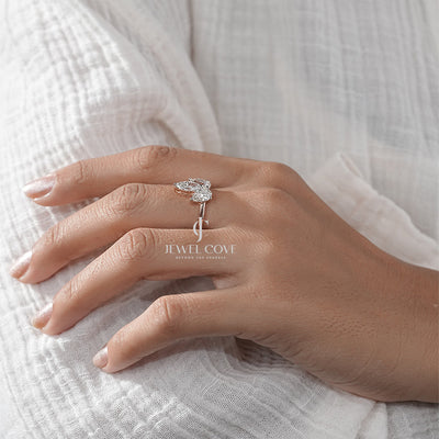 Elegant Marquise Triple Diamond Ring with Pear Side Diamond