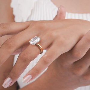 Oval Lab-Grown Four-Prong Setting Solitaire Band | IGI Certified | Solitaire Ring