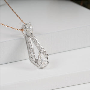 Pear And Round Lab Grown Pendent | IGI Certified | E-F Color | VVS- VS Clarity | White Gold 14K | Classic Dainty Necklace
