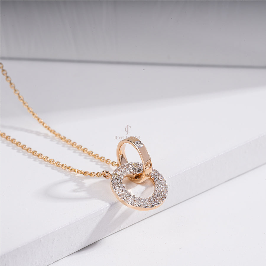 Open Circle Necklace With Chain Necklace | IGI Certified | E-F Color | VVS- VS Clarity
