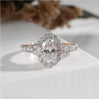 Elegant Oval Cut Diamond Ring with Halo Setting