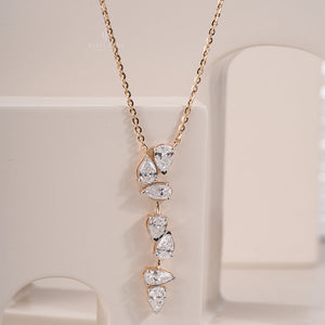Pear Moissanite Diamond Drop Solitaire Pendant With Chain | IGI Certified | Solitaire Pendent