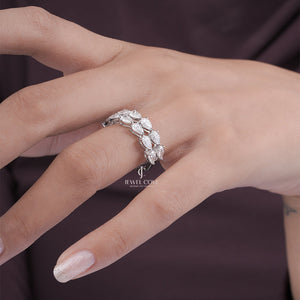 Pear Half Eternity Ring | Lab Grown Diamonds | White Gold Wedding Band | IGI Certified