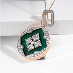 Elegant Green Pendant Necklace with Diamond Accents on Model (ONLY PENDENT)