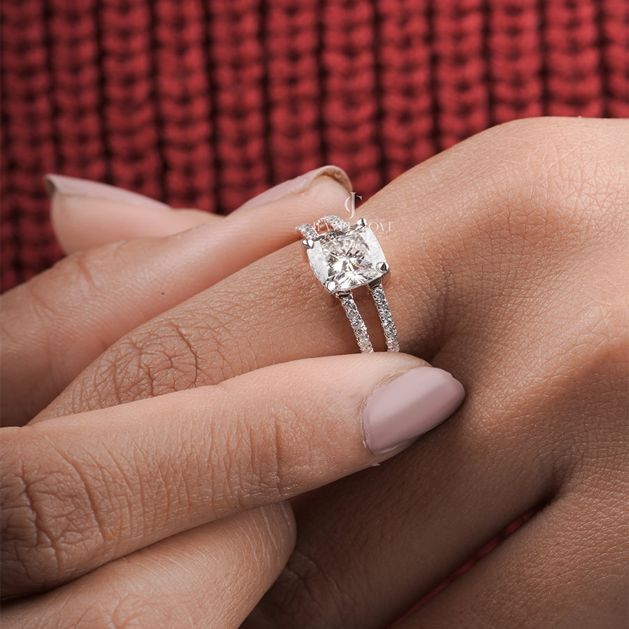 2 Carat Cushion Diamond Crystalline Engagement Ring