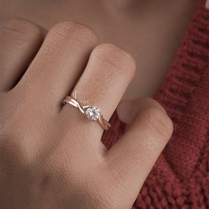 0.75tcw Round Moissanite Diamond Engagement Ring | Infinity Twist Band | IGI Certified | E-F Color | VVS/VS Clarity