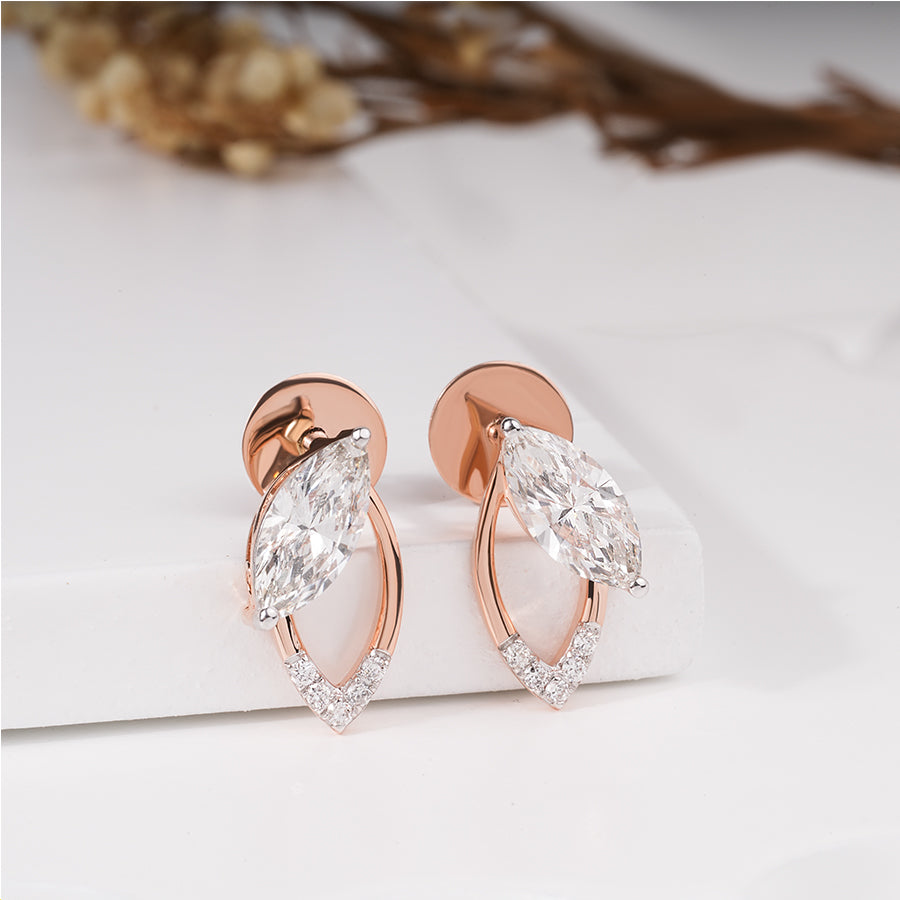 Marquise Shape Diamond Ailana Stud Earrings