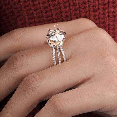 Serene Streaks Solitaire Ring Moissanite Diamond Engagement Ring